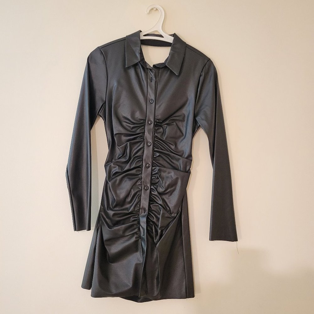 Mini faux leather dress